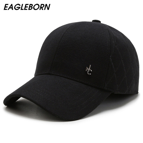 New Winter Men Baseball Cap Dad Hat Caps Trucker Hat Winter Ear Cap Winter Warm Stripe Black Navy Blue Baseball Hat for Men Gift ► Photo 1/6