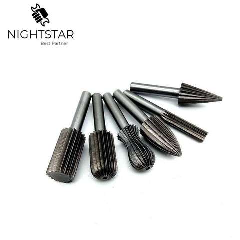 6pcs Carbide Cutter Rotary Burr Set CNC Engraving Bit Rotary File Bur Grinding Shank 6mm 1/4