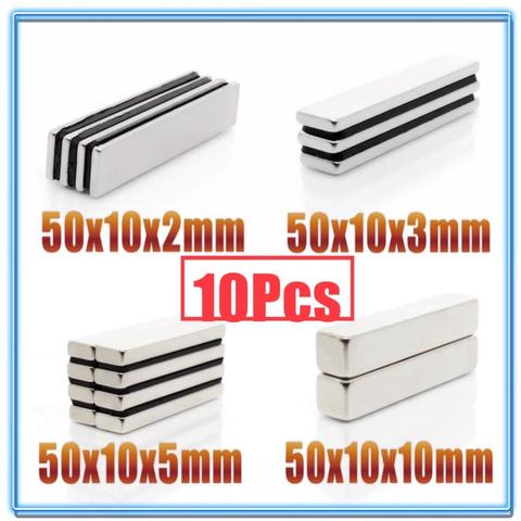 10pcs 50x10x2 50x10x3 50x10x5 50x10x10 mm Strong Powerful Block Square Magnet Craft Model Rare Earth Neodymium Permanent Magnet ► Photo 1/6