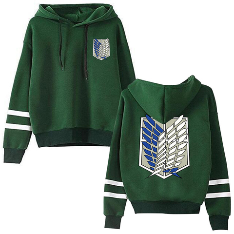 Attack on Titan Long Sleeved Striped Hooded Sweatshirt Pullover Tops Harajuku ► Photo 1/5