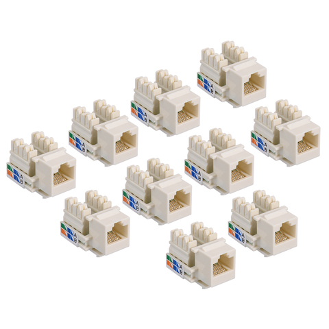 10Pcs CAT5e RJ45 Insert Keystone LAN Coupler Plug Standard Network Module Slot For Internet Network Ethernet Parts ► Photo 1/6