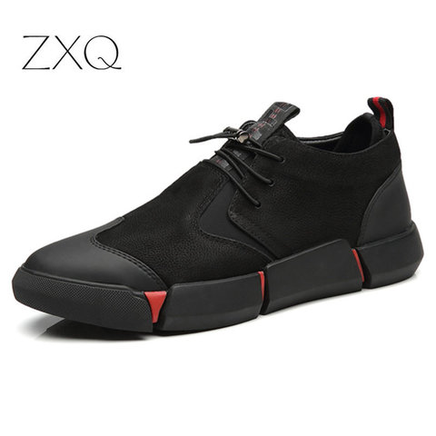 Shoes Men All Black England Style Men Casual Shoes Leather Breathable Fashion Men Shoes 2022 NEW High quality ► Photo 1/6