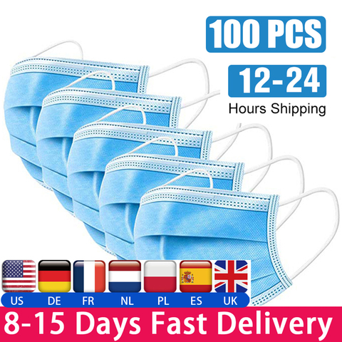 20/50/100PCS Disposable Mask 3 Layers Dustproof Masks Filter Earloop Protective Cover Masks Non-Woven Protective Mouth Mask ► Photo 1/6