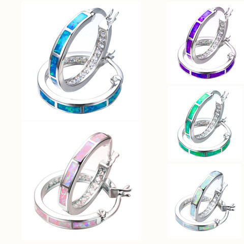 Fashion Jewelry Blue Imitation Opal Crystal Rhinestones Hoop Earrings For Women Accessories Bridal Engagement Wedding Girl Gift ► Photo 1/6