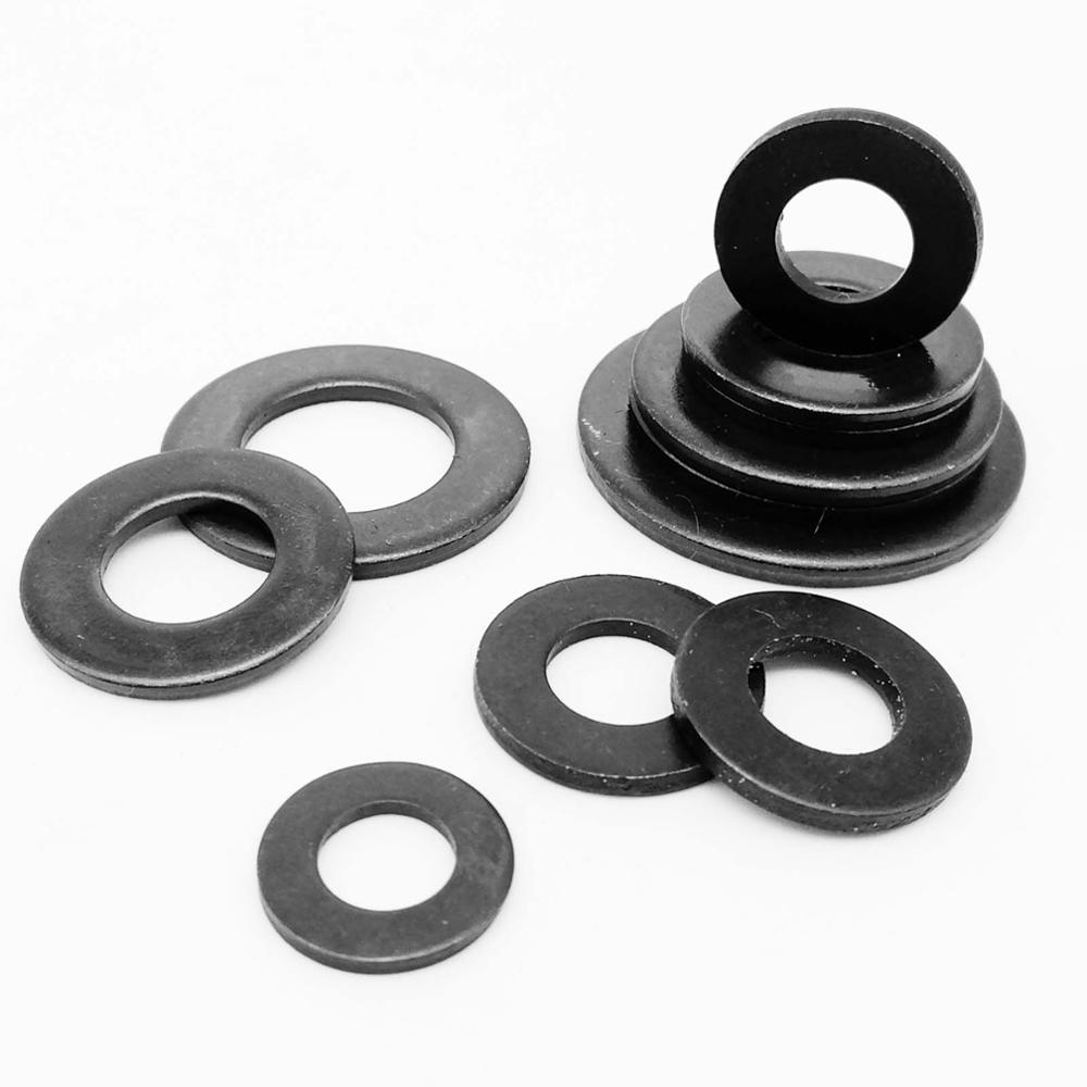 10/100pcs DIN125 M1.6-M12 Black 304 Stainless Steel Flat Washer Plain Gasket Pad 