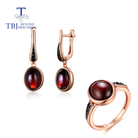 100% Natural 10.5ct Black garnet jewelry set oval 8*10mm mozambique gemstone fine jewelry 925 sterling silver  women nice gift ► Photo 1/6