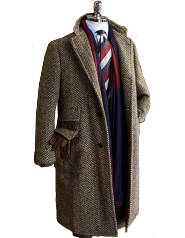 2022 Newest Brown Mens Suits Tweed Notch Lapel Terno Masculino Herringbone Classic Men Suit Custom Made ► Photo 1/6