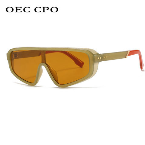 OEC CPO Vintage Punk Square Sunglasses Men Women Brand Design Fashion One Piece Sunglasses Women Retro Brown Shades Glasses ► Photo 1/6