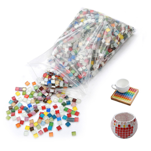 300pcs Solid Color Square Glass Mosaic Tiles Art and Craft Material Mosaic Tile for Hobbies Creative Making Children Puzzle 10MM ► Photo 1/6