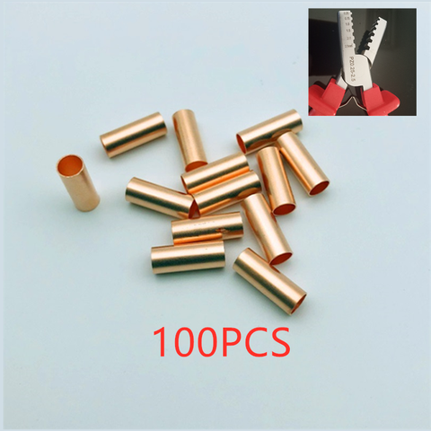 100PCS Copper connecting pipe wire joint small copper tube intermediate joint direct connection pressure pipe cold pressed ► Photo 1/5