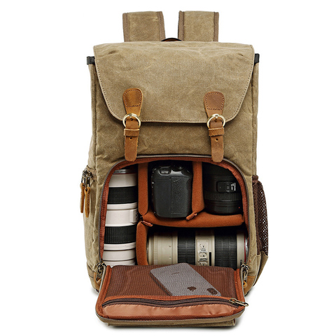 Waterproof DLSR Backpack Camera Bag Large Size Photo Bag Batik Canvas Outdoor DLSR Camera Lens Bag Backpack for Canon Nikon Sony ► Photo 1/6