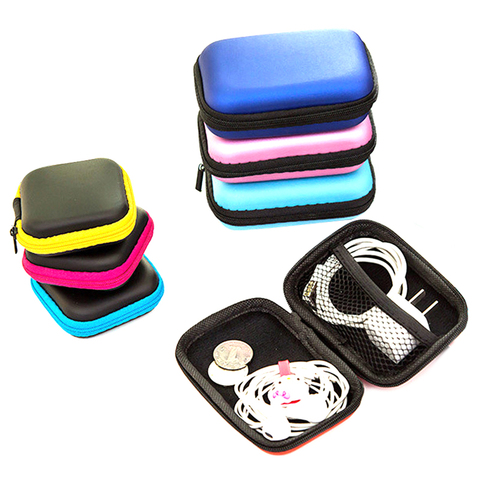 1 Pcs Portable Headphone Case Data Cable Storage Organizer Box Mini Earphone Storage USB Cable Protective Houseghold Organizer ► Photo 1/6