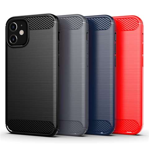 For Cover iPhone 12 Mini Case For iPhone 12 Pro Max Cover Capas Carbon Fiber Case For iPhone 7 8 Plus 11 12 Pro Max Mini Fundas ► Photo 1/6