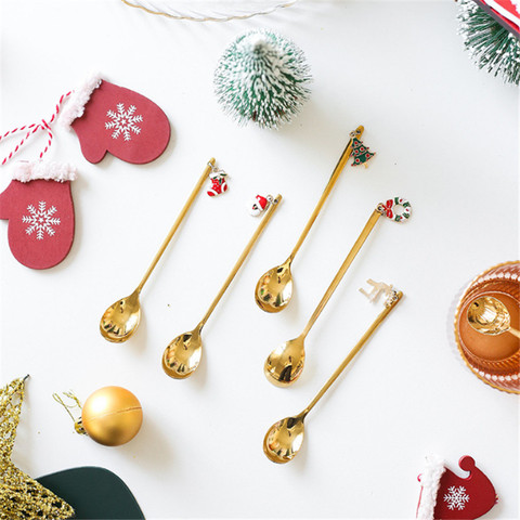Navidad Noel 1pcs Christmas Decoration Metal Spoons for Home Christmas Decoration Tableware Merry Christmas 2022 Christmas Gifts ► Photo 1/6