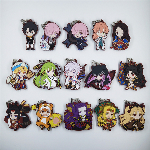 Fate/Grand Order Anime FGO Mash Romani Gilgamesh Enkidu Merlin Ishtar Ushiwakamaru Gorgon Quetzalcoat Ereshkigal Rubber Keychain ► Photo 1/1