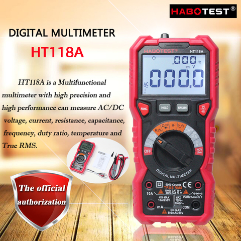 HABOTEST HT118A/HT118C/HT118D Digital Multimeter; true RMS high precision intelligent digital display multimeter / Work light ► Photo 1/6