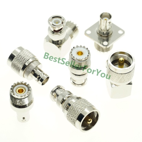 BNC MALE FEMALE TO UHF SO239 PL259 Male Female FLANGE RF Connector Adapter RIGHT ANGLE Test Converter ► Photo 1/1