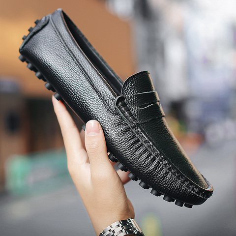 Men Loafers Shoes Split Leather Fashion moccasins High Quality Casual Leather Shoes Soft Flats Comfort Men Driving Shoes ► Photo 1/6