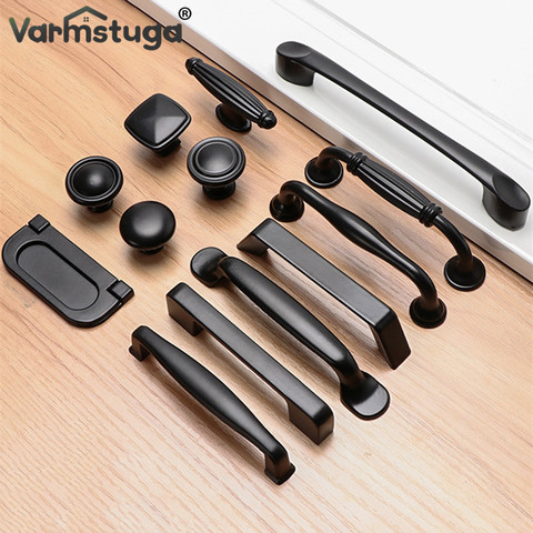 Modern Solid Single Hole Furniture Parts Hardware Accessories Drawer Door Handle American Black Kitchen Cabinet Wardrobe Handle ► Photo 1/6