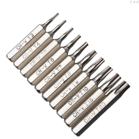 10PCS CR-V Torx Screwdriver Bits Set T3 T4 T5 T6 T7 T8 T9 T10 T15 T20 Mobile Repair Bit Plum Blossoms Repairing Head ► Photo 1/6