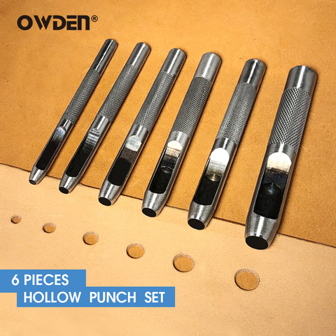 OWDEN 6Pcs Leather Hollow Punch Set Round Handmade Belt Drilling Hole Puncher ► Photo 1/6