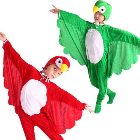 Halloween Cosplay Costumes for Children Animal Cartoon Bird Parrot Jumpsuit Headgear Batwing Kids Party Performance Clothes ► Photo 1/6