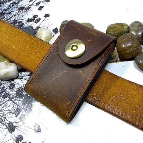 Blongk Belt Car Key Case Leather Key Bag Mini Waist Pack Key Holder Thin Belt Bags Keys Organizer for Men and Women 1652C ► Photo 1/6