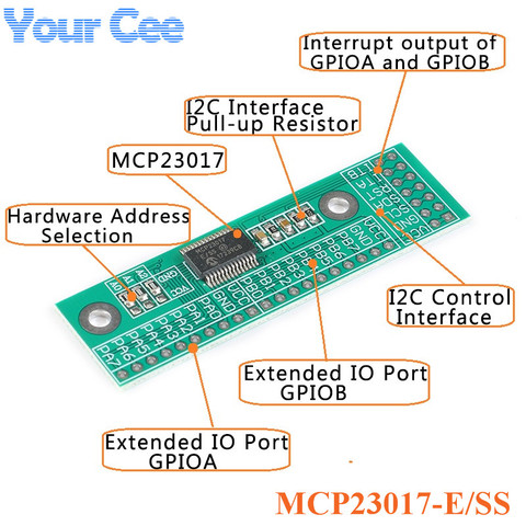 MCP23017 I2C Interface 16bit I/O Expansion Board Module Pin Board IIC to GIPO Converter 25mA1 for Arduino ► Photo 1/6