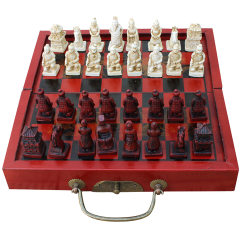 Small Size Folding Antique Chinese Chess Board Games Wooden Chess Pieces Set ► Photo 1/6
