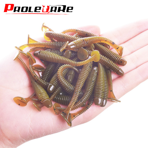 20 or 50pcs Worm Jig Wobblers Soft Lures 5cm 0.8g Spiral Tail Swimbaits Silicone Artificial Bait Bass Carp Pesca Fishing Tackle ► Photo 1/6