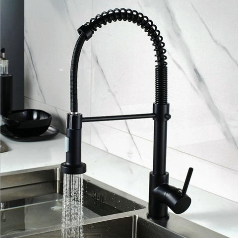 Deck Mounted Kitchen Faucets Hot Cold Water Mixer Taps 360 Degree Rotation Stream Sprayer Nozzle Tap Matte Black Kitchen Faucet ► Photo 1/6