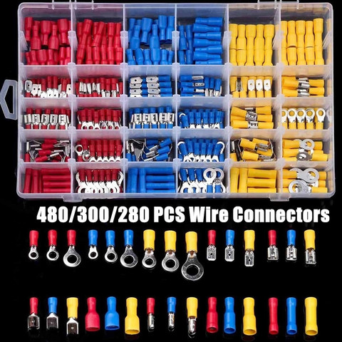 480/300/280PCS Insulated Cable Connector Electrical Wire Crimp Spade Butt Ring Fork Set Ring Lugs Rolled Terminals Assorted Kit ► Photo 1/6