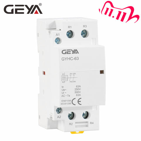 Free Shipping GEYA 2P 40A 63A 2NO or 2NC Modular Contactor DIN Rail Mounting AC220V 230V Automatic ► Photo 1/6