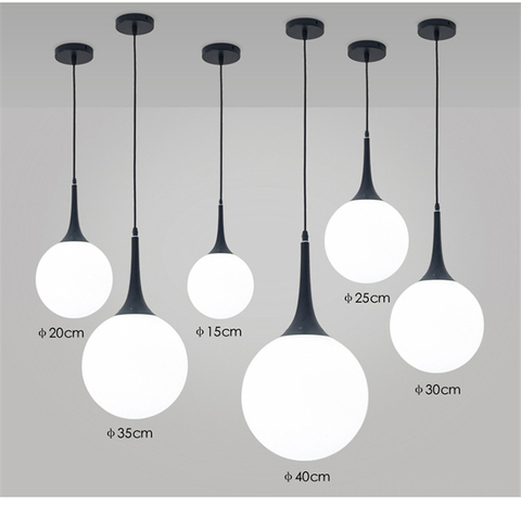 Modern White Glass Ball Pendant Lights Loft LED Hanging Pendant Lamp for Living Room Lighting Home Black White Horn Fixtures ► Photo 1/6