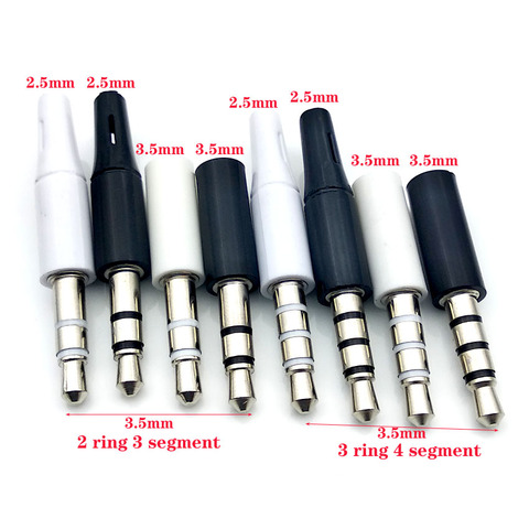 6pcs/lot White And Black 3.5mm Stereo Headset Plug 4 Pole 3 Pole 3.5 Audio Plug Jack Adapter Connector  New Outlet 2.5 ► Photo 1/6