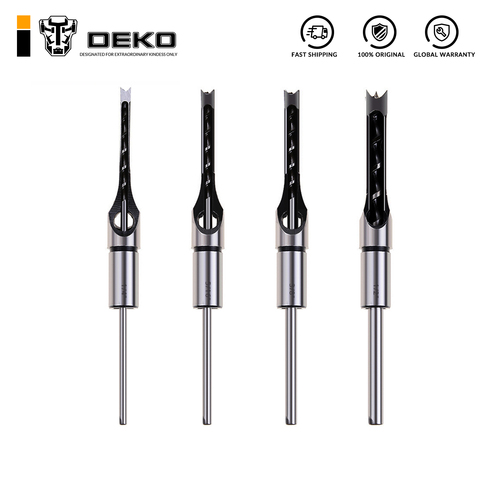 DEKO 210mm HSS Woodworking Square Hole Drill Tool Saw Mortise Chisel Wood Drill Bit with Twist Drill Tools 1/2' 3/8' 5/16' 1/4' ► Photo 1/6