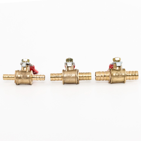 6mm-14mm Hose Barb Inline Brass Water Oil Air Gas Fuel Line Shutoff Ball Valve Pipe Fittings ► Photo 1/4