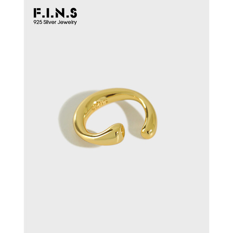 F.I.N.S Korean Style S 925 Sterling Silver Ear Clip INS Two-tones Minimalist Glossy Ear Buckle Ear Cuff without Piercing ► Photo 1/6