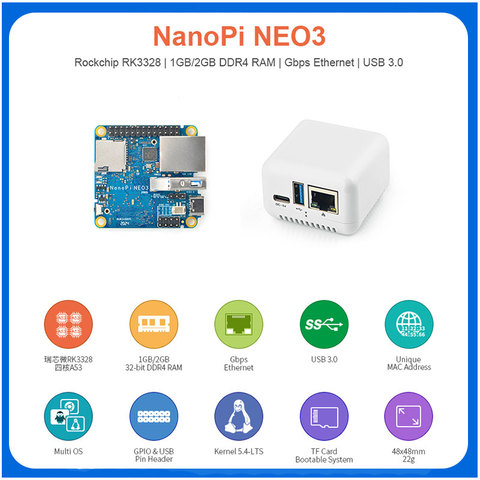 NanoPi NEO3 Mini Development Board RK3328 Gigabit Ethernet port 1GB/2GB memory OpenWrt/LEDE dropship ► Photo 1/6