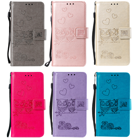 Owl Love Couple Leather Book Case For Samsung Galaxy Note 8 9 10 S6 S7 S8 S9 S10 S20 FE Plus Ultra Phone Flip Wallet Soft Cover ► Photo 1/6