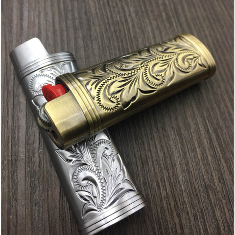 Metal Armor Gas Lighter Shell Arabesque Hollow carving J3/J5/J8 Lighter Case General Plastic Body Protection Lighter cover ► Photo 1/6