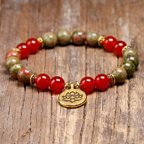 Natural Tourmaline Onyx Buddhism Buddha Bracelets Lotus Charm Bracelet Mala Yoga Spiritual Jewelry For Women Gift Drop Shipping ► Photo 1/4