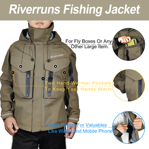 Aventik Fishing Jacket Breathable Outdoor Waterproof Rain Wading Jacket for Men Fishing clothes Hiking Kayak and Hunting ► Photo 1/6