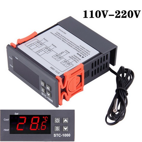 Digital Temperature Controller Thermostat Thermoregulator Incubator LED 10A Heating Cooling STC-1000 STC 1000 12V 24V 220V ► Photo 1/6