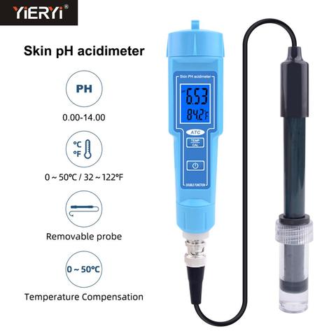yieryi 2 in 1 ph/temp skip ph acdimeter for ph measurement skin fruit meat lab swimming pool ► Photo 1/6