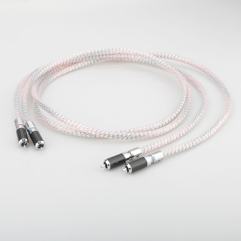 Pair Nordost Valhalla 7N silver plated audio RCA interconnect cable with Carbon fiber RCA plug connector ► Photo 1/6