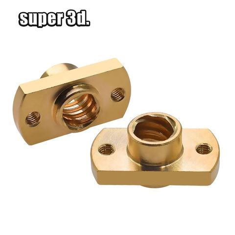 2pcs /lot T8 lead screw nut Pitch 2mm Lead 8mm Brass T8x8mm Flange Lead Screw Nut for CNC Parts  3D Printer Accessories ► Photo 1/6