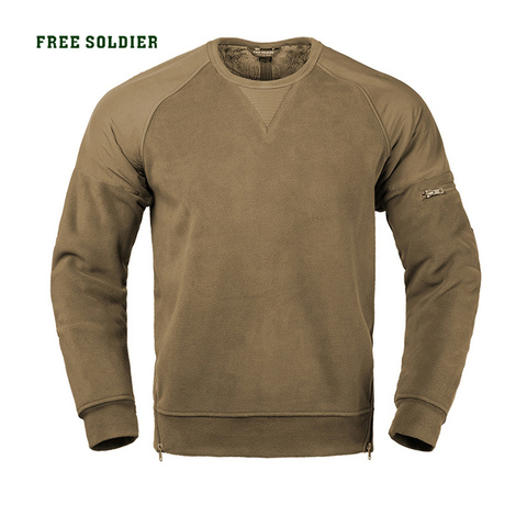 FREE SOLDIER Fleece men's autumn and winter outdoor thickening fleece collar coat round collar warm  bottoming shirt ► Photo 1/6