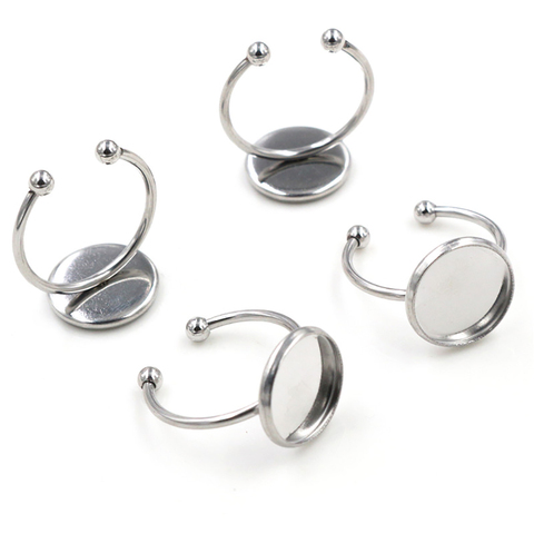 8 10 12 20 mm 10pcs/Lot No Fade Stainless Steel Adjustable Ring Settings Blank/Base,Fit 8-20mm Glass Cabochons,Buttons; ► Photo 1/3