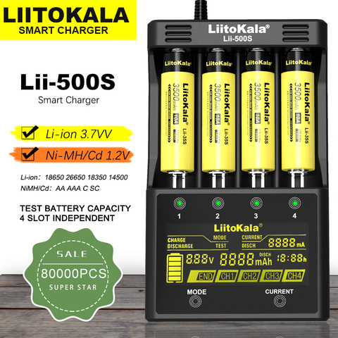 LiitoKala Lii-500S Lii-S6 Lii-PD4 Lii-500 3.7V 1.2V battery charger 18650 26350 26650 18350 17500 AA AAA batteries LCD display ► Photo 1/6